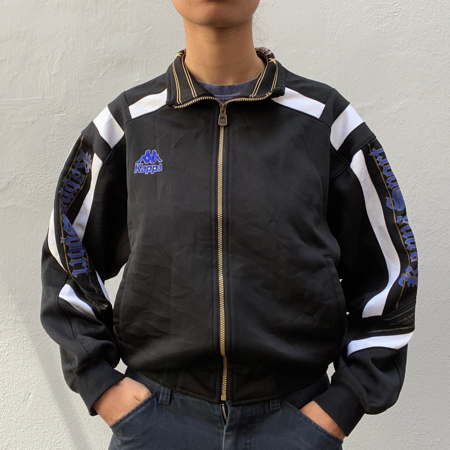90s Japanese Black Kappa Track Suit Front