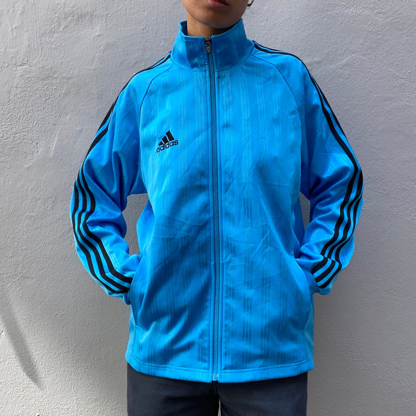 SkyBlue Adidas Track Suit front