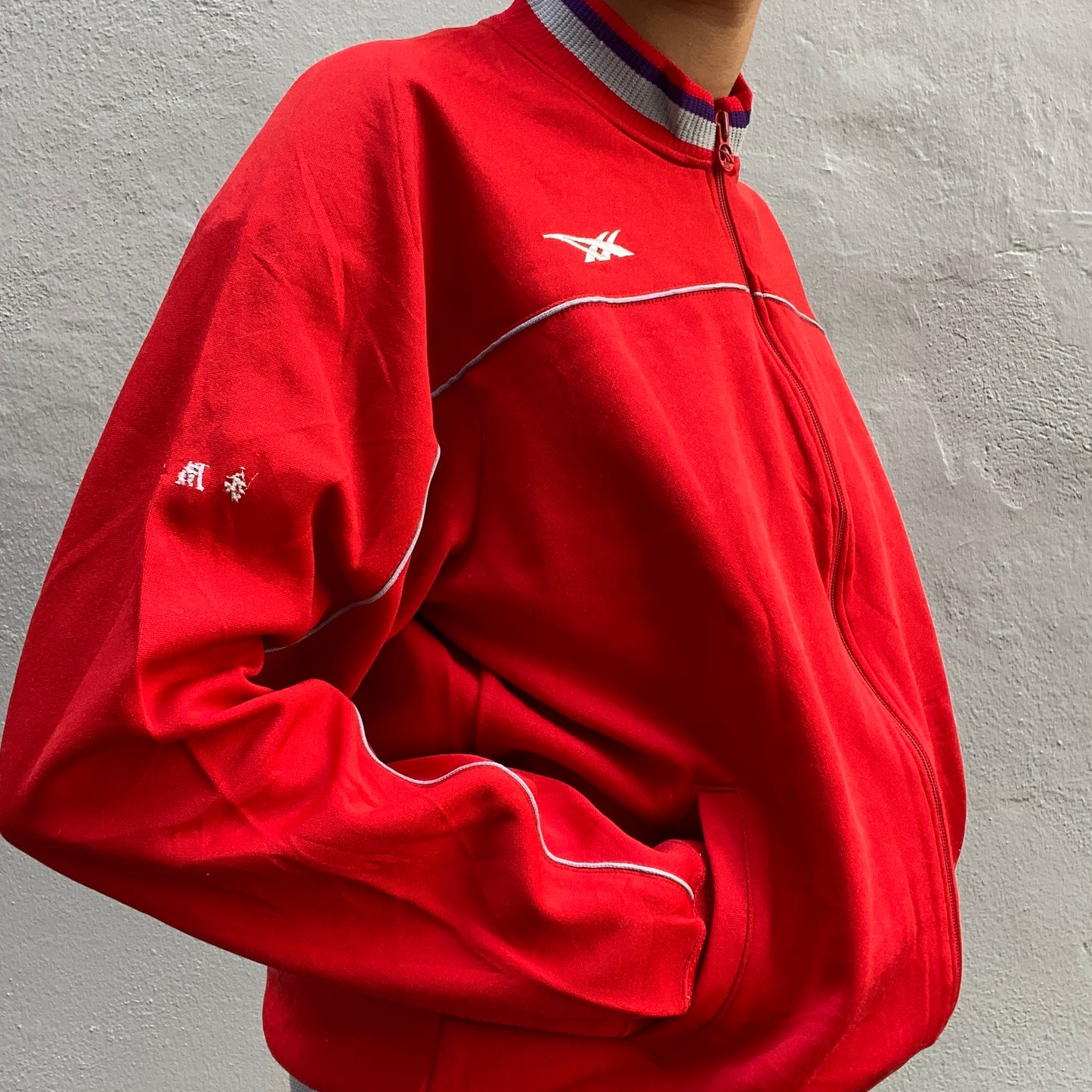 80s Red Asics Track Suit side