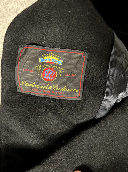 Vintage Larry Levine Black Cashmere, Lambswool Coat