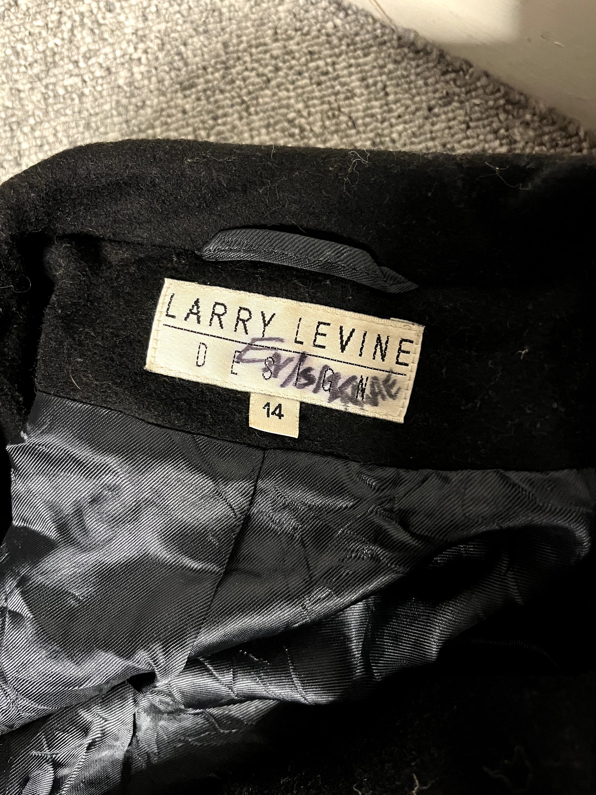 Vintage Larry Levine Black Cashmere, Lambswool Coat